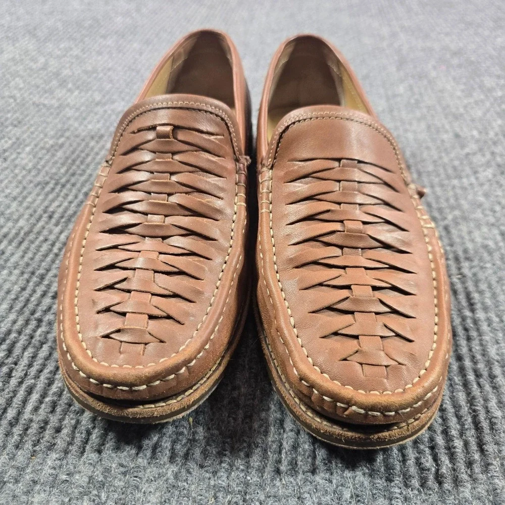 Tommy Bahama Shoes Mens 8 Brown Woven Leather GD Fynn Slip-On Loafers T8750048